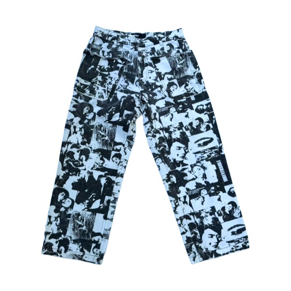 vietnam indie black and white graphic jeans
